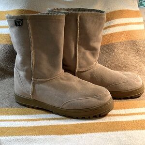 Australian Boot‎ Company tan leather boots cow suede sheep fur size 9